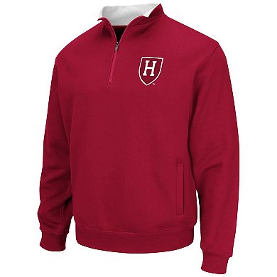 Men's Colosseum Crimson Harvard Crimson Tortugas Team Logo Quarter-Zip Jacket