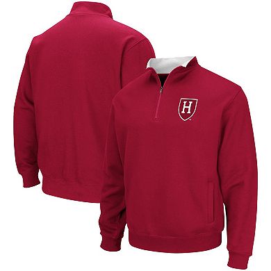 Men's Colosseum Crimson Harvard Crimson Tortugas Team Logo Quarter-Zip Jacket