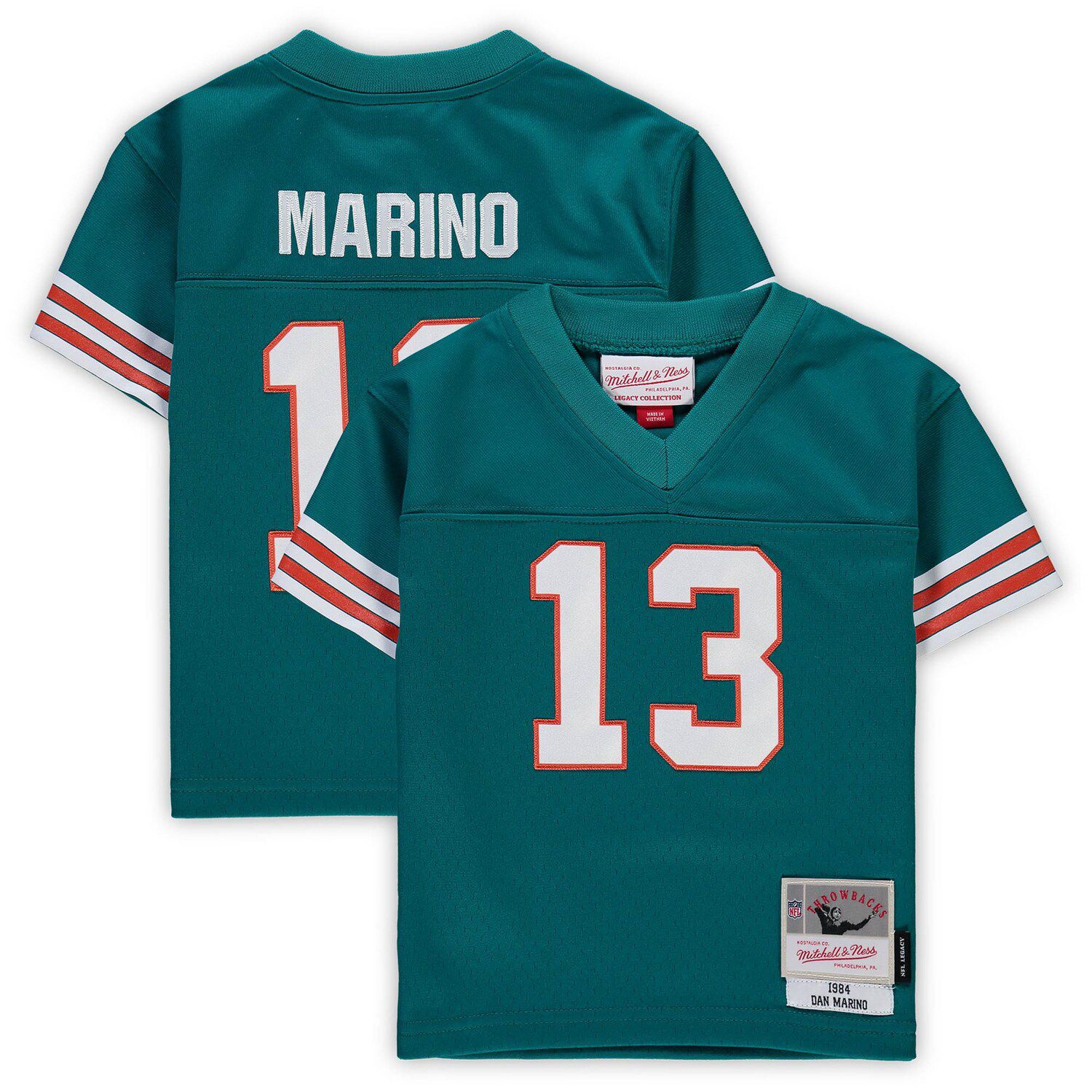 Dan Marino Miami Dolphins Mitchell & Ness Youth Split Legacy Jersey -  Aqua/Orange