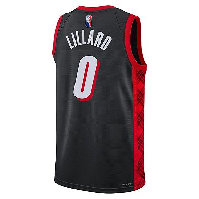 Men's Nike Damian Lillard Black Portland Trail Blazers 2021/22 Swingman ...