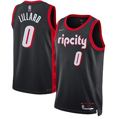 Men's Nike Damian Lillard Black Portland Trail Blazers 2021/22 Swingman ...