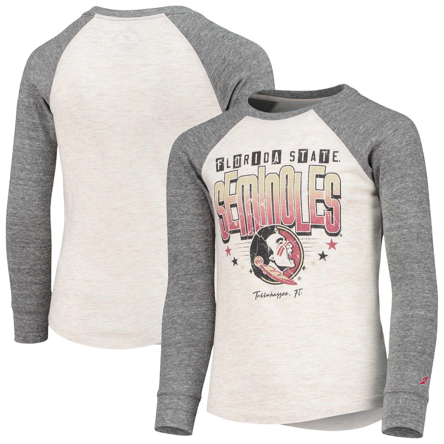 Image for Unbranded Youth League Collegiate Wear Heathered Gray Florida State Seminoles Baseball Tri-Blend Raglan Long Sleeve T-Shirt at Kohl's.