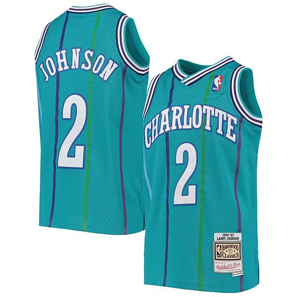 Youth Mitchell & Ness Larry Johnson Teal Charlotte Hornets 1992-93 ...