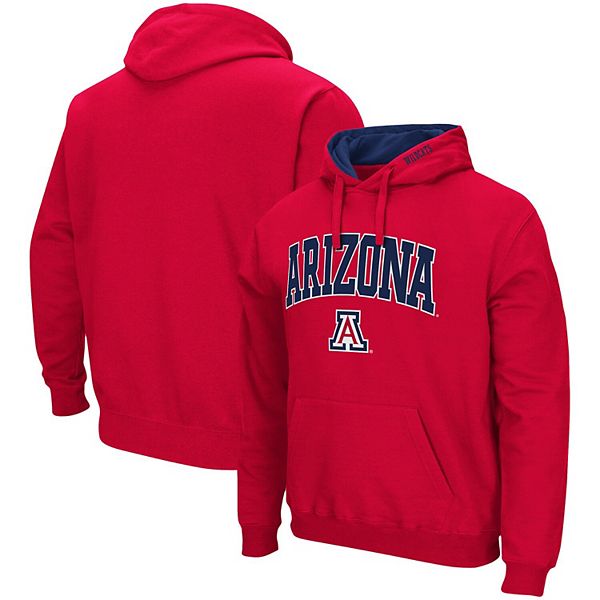 Men s Colosseum Red Arizona Wildcats Arch Logo 3.0 Pullover Hoodie