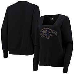 Women's Refried Apparel White Baltimore Ravens Crop Dolman Pullover Hoodie