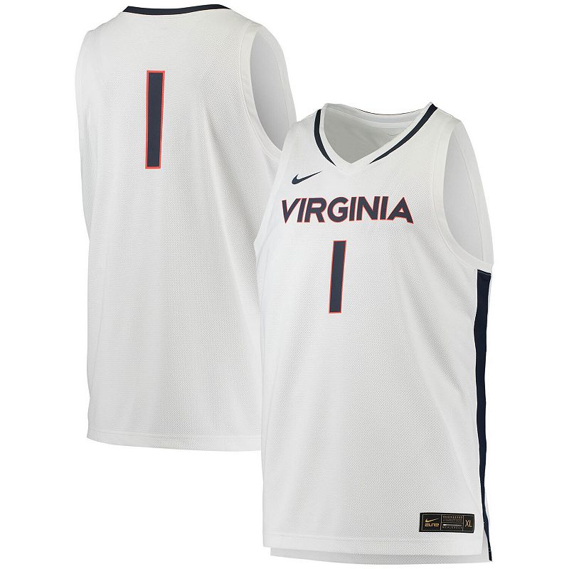 Men's Nike #1 White Virginia Cavaliers Replica Basketball Jersey, Size: Medium