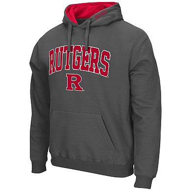 Men's Colosseum Charcoal Rutgers Scarlet Knights Arch & Logo 3.0 Pullover Hoodie