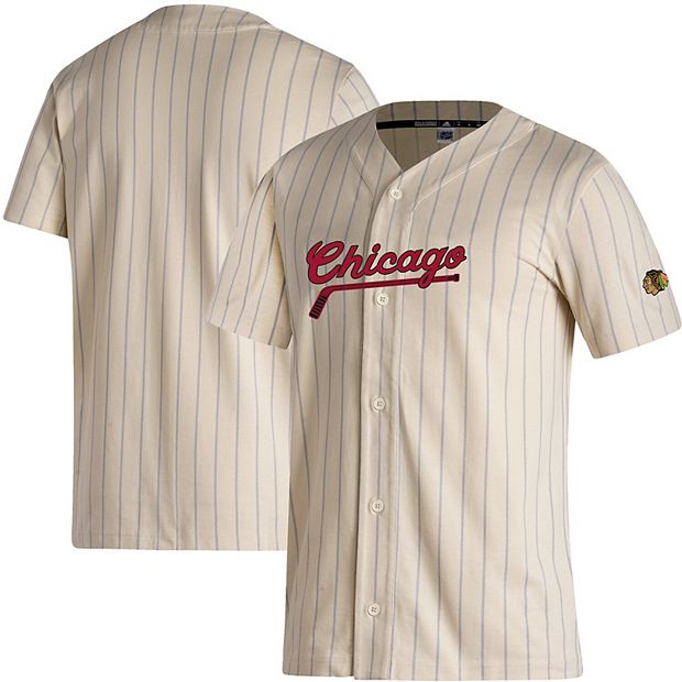 Men's adidas White Chicago Blackhawks Baseball Button-Up Shirt