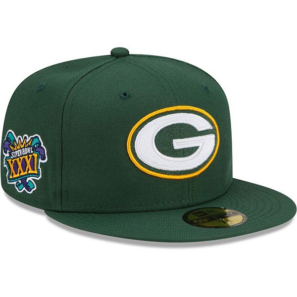 Men's New Era Green Green Bay Packers Patch Up Super Bowl XXXI 59FIFTY  Fitted Hat