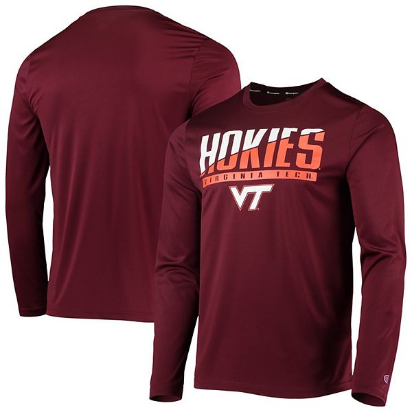 Men's Champion Maroon Virginia Tech Hokies Wordmark Slash Long Sleeve T ...