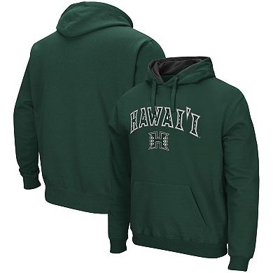 Men's Colosseum Green Hawaii Warriors Arch and Logo Pullover Hoodie