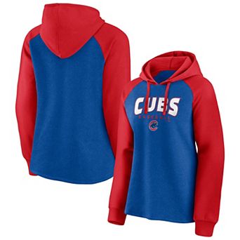 Women's Fanatics Branded Royal/Red Chicago Cubs Recharged Raglan Pullover Hoodie