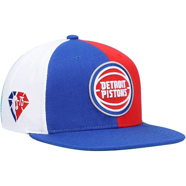 Men's Mitchell & Ness Royal Detroit Pistons NBA 75th Anniversary What The? Snapback  Hat