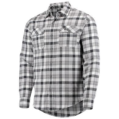 Men's Antigua Gray/White Colorado Rockies Ease Flannel Button-Up Long Sleeve Shirt