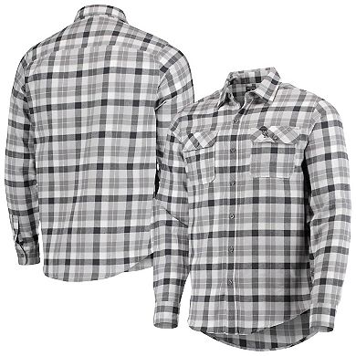 Men's Antigua Gray/White Colorado Rockies Ease Flannel Button-Up Long Sleeve Shirt