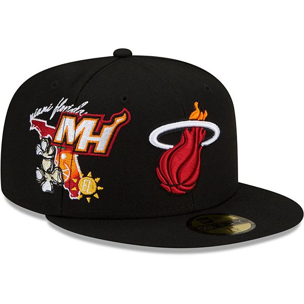 Men's New Era Black Miami Heat City Cluster 59FIFTY Fitted Hat