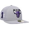 Men's New Era Gray Chicago Bulls 6x NBA Finals Champions Side Patch Collection 59FIFTY Fitted Hat