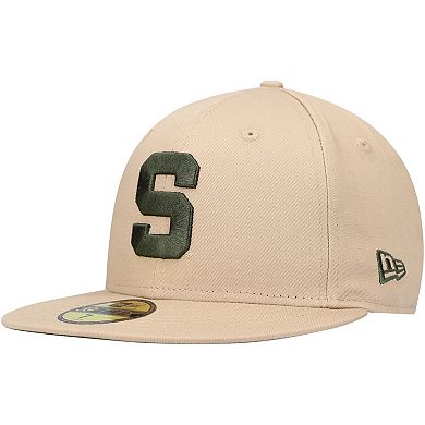 Men's New Era Tan Michigan State Spartans Camel & Rifle 59FIFTY Fitted Hat