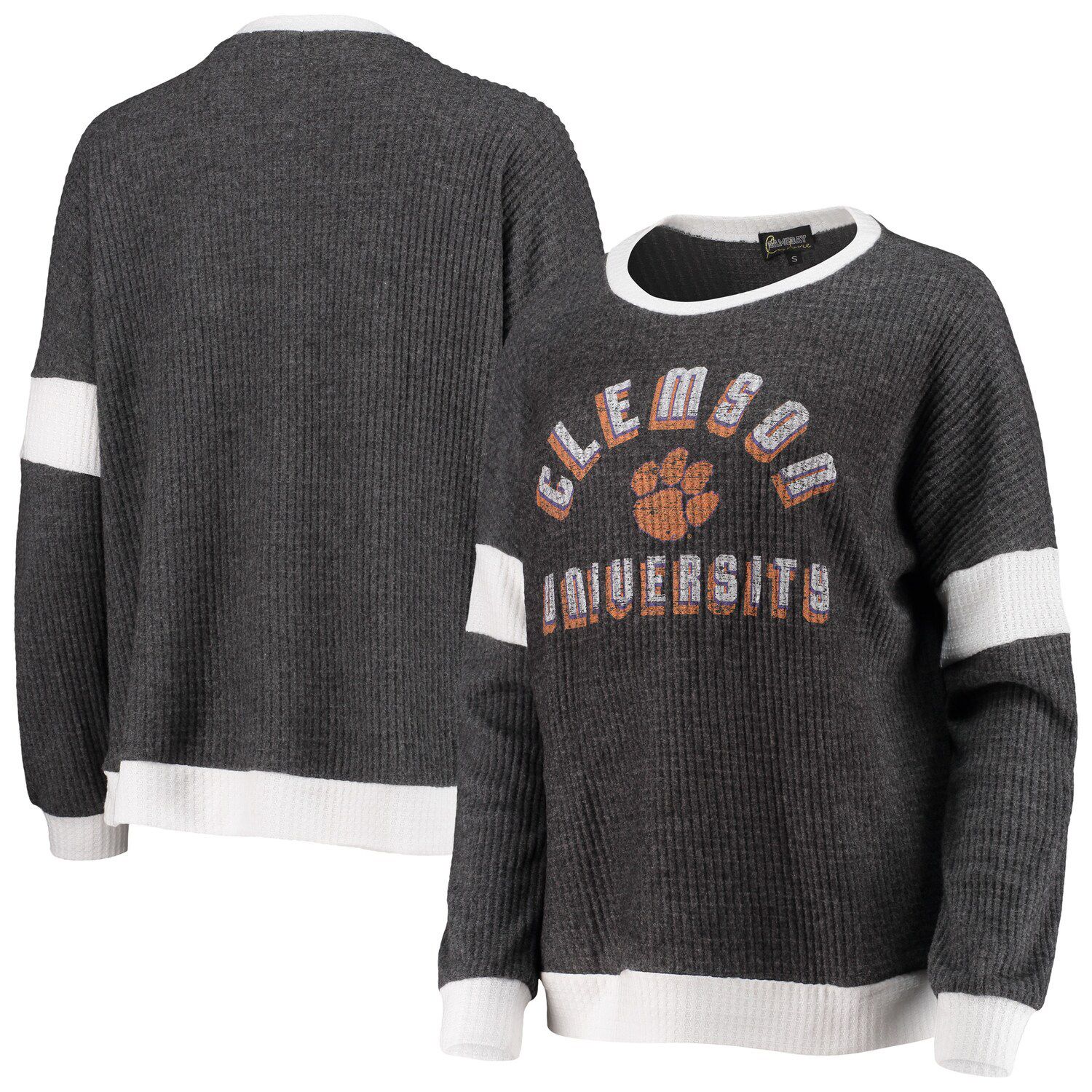 Image for Unbranded Women's Gray/White Clemson Tigers Worth the Hype Color-Blocked Tri-Blend Long Sleeve T-Shirt at Kohl's.