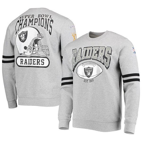 Men's Mitchell & Ness Heathered Gray Las Vegas Raiders Allover Print Fleece Pullover  Sweatshirt