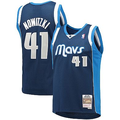 Men's Mitchell & Ness Dirk Nowitzki Navy Dallas Mavericks 2011-12 Hardwood Classics Swingman Jersey