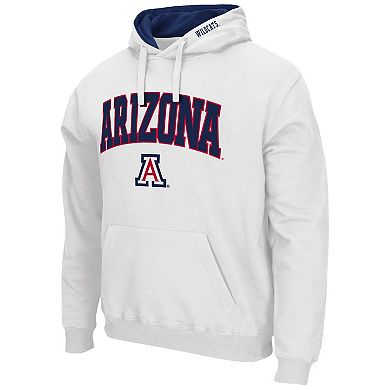 Men's Colosseum White Arizona Wildcats Arch & Logo 3.0 Pullover Hoodie