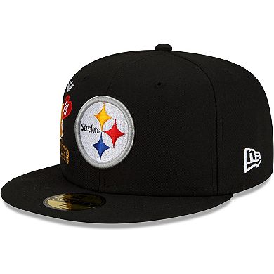 Men's New Era Black Pittsburgh Steelers City Cluster 59FIFTY Fitted Hat