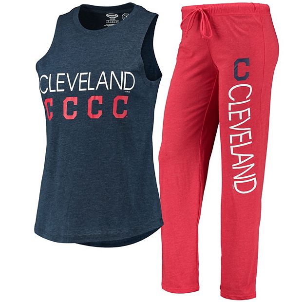 Women's Concepts Sport Red/Navy Cleveland Guardians Wordmark Meter Muscle Tank Top & Pants Sleep Set Size: Medium