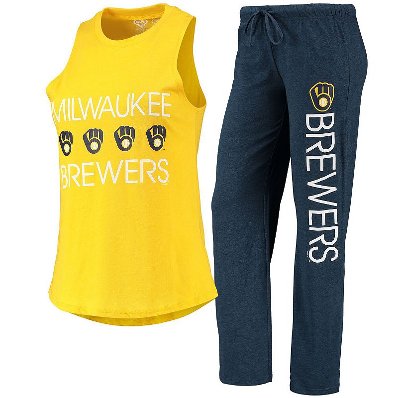 Womens Concepts Sport Navy/Gold Milwaukee Brewers Meter Muscle Tank Top & 
