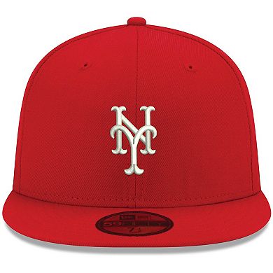 Men's New Era Red New York Mets White Logo 59FIFTY Fitted Hat