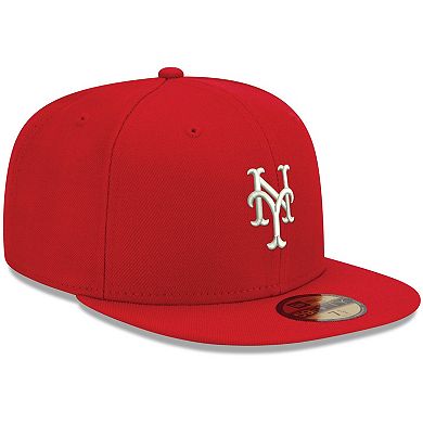 Men's New Era Red New York Mets White Logo 59FIFTY Fitted Hat