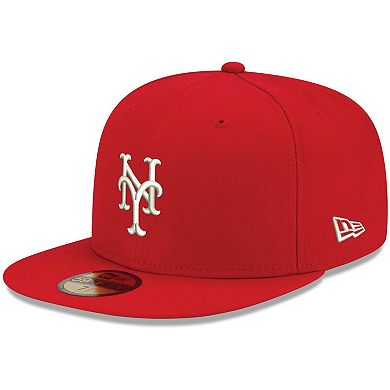 Men's New Era Red New York Mets White Logo 59FIFTY Fitted Hat