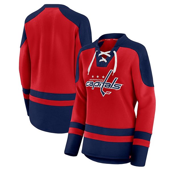 Women's Fanatics Branded Red Washington Capitals Lace-Up Jersey T