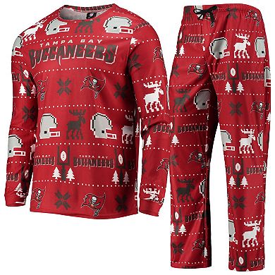 Men's FOCO Red Tampa Bay Buccaneers Wordmark Ugly Pajama Set