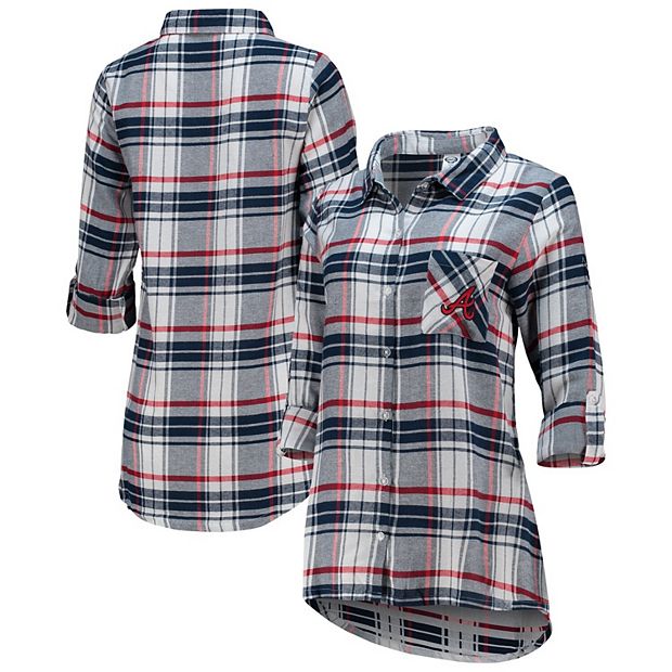 Women's Concepts Sport Navy/Red Atlanta Braves Accolade Flannel Nightshirt