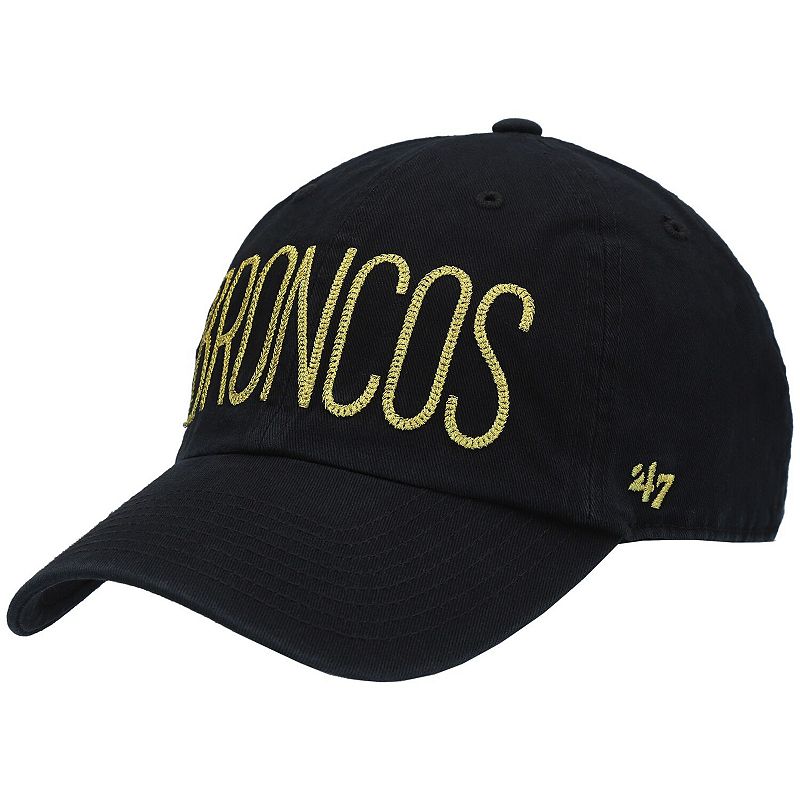 Womens 47 Black Denver Broncos Shimmer Text Clean Up Adjustable Hat