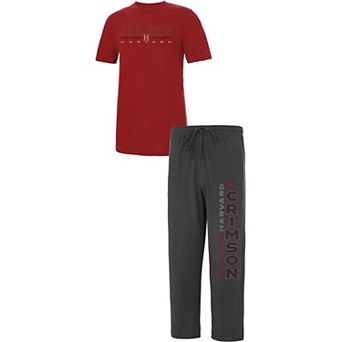 Men's Concepts Sport Heathered Charcoal/Crimson Harvard Crimson Meter T-Shirt & Pants Sleep Set