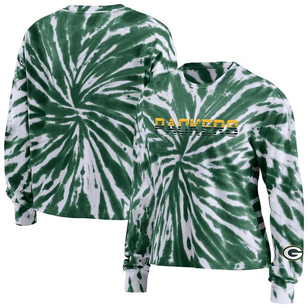 Green Bay Packers WEAR by Erin Andrews Women's Domestic Cropped Long Sleeve  T-Shirt - White