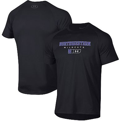 Men's Under Armour Black Northwestern Wildcats Lockup Tech Raglan T-Shirt