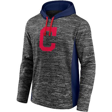 Men's Fanatics Branded Gray/Navy Cleveland Indians Instant Replay Colorblock Pullover Hoodie