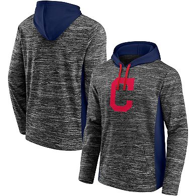 Men's Fanatics Branded Gray/Navy Cleveland Indians Instant Replay Colorblock Pullover Hoodie