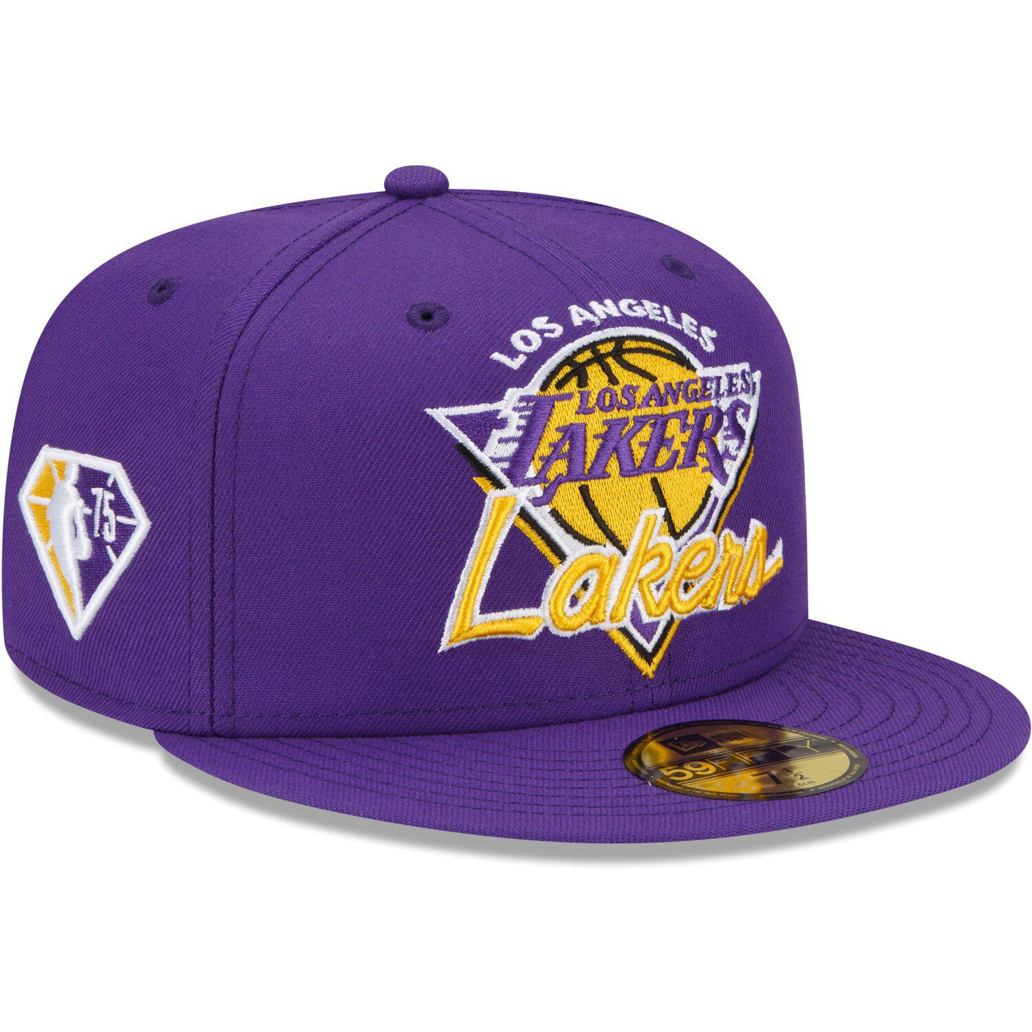 Men's Mitchell & Ness Purple Los Angeles Lakers NBA 75th Anniversary What The? Snapback Hat