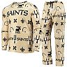 Men's FOCO Gold New Orleans Saints Wordmark Ugly Pajama Set