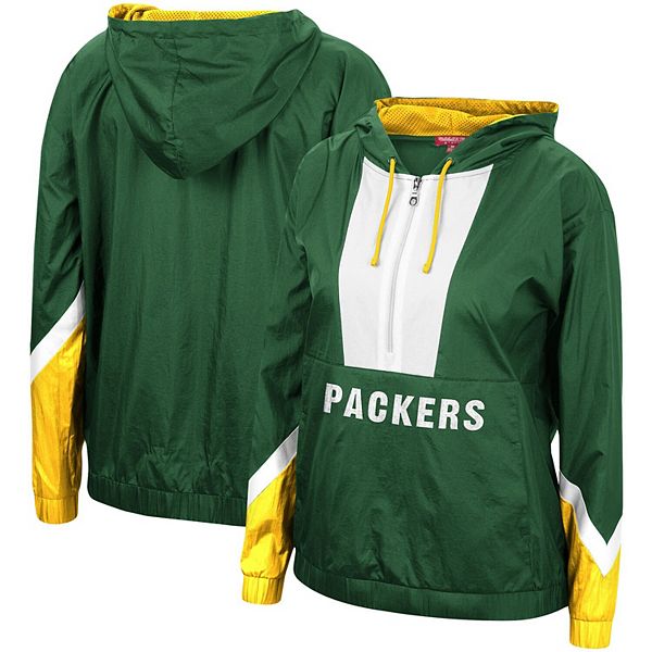 Women's Mitchell & Ness Green Green Bay Packers Half-Zip