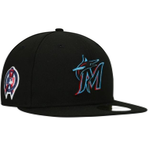 Miami Marlins New Era Logo 59FIFTY Fitted Hat - Black