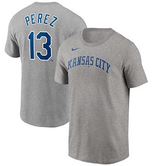 Men's Nike Gray Salvador Pérez Kansas City Royals 2022 Name & Number T-Shirt
