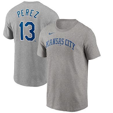 Men's Nike Gray Salvador Pérez Kansas City Royals 2022 Name & Number T-Shirt