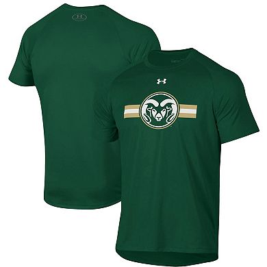 Men's Under Armour Green Colorado State Rams Logo Stripe Performance Raglan T-Shirt