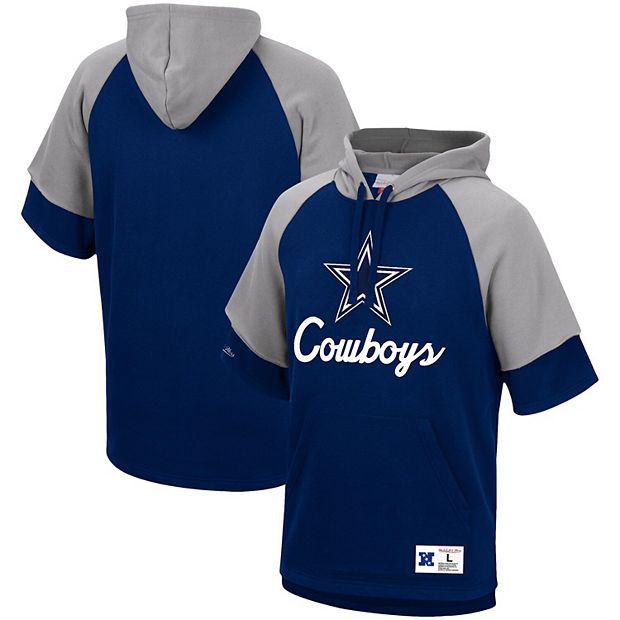 Men's Mitchell & Ness Navy Dallas Cowboys Home Advantage Raglan Short Sleeve  Pullover Hoodie