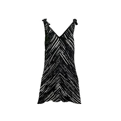 Proenza Schouler Women's Black / White Diagonal Stripe Printed Georgette Sleeveless Knot Sleeve Dress - 4